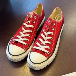 Converse Low Top Canvas Sneakers - Red & White